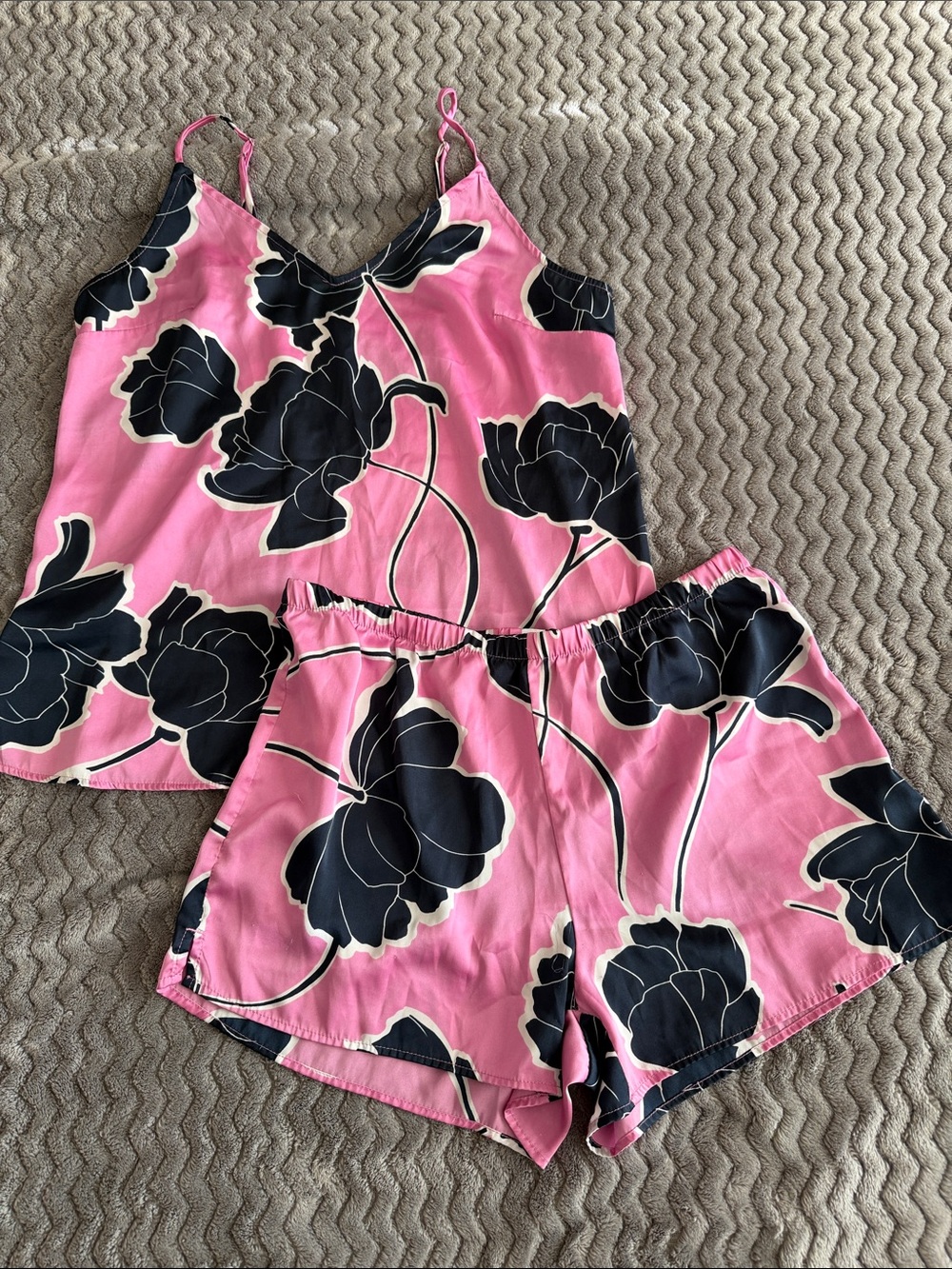 Stars above. Pink, Navy and white Floral Pj set